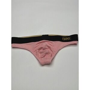 BIKE Mens Underwear‎ Thong Briefs Black Gold Waistband Pink - Size Medium